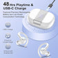 Wireless Earbuds Bluetooth 5.3 Headphones Sports, 48Hrs Playtime Bluetooth Earbuds with CVC 8.0 Mic, 2025 Stereo Bass Over Ear Bud with Earhooks, LED Display, IP7 Waterproof Earphon for Running White