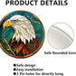 Lygond Metal Sign Tin Sign Circular Stained Glass Bald Eagle Kitty Decor for Club 12×12 Inches