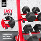 WF Athletic Supply Heavy-Duty Dumbbell Rack Stand, Weight Rack for Home Gym, Weight Holder, Available Sizes for Storage 5-50LB or 5-75LB Dumbbell Pairs, Black/Red/Green/Blue, RACK ONLY