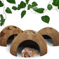 Hamiledyi Reptile Hideouts Natural Coconut Shells Hut Hermit Crab Climbing Toys Gecko Hide Cave Lizard Habitat Decor Plant Leaves Decoration for Spider Snake Chameleon (4Pcs)