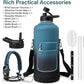 Insulated Water Bottle | Thickened Stainless Steel for Gym and Hiking with Straw, Carrier Bag, Handle Strap | BPA-Free 87 oz