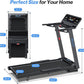 WELLFIT Auto Incline Treadmill, 10% Incline Heavyduty Treadmill with Pulse Sensor, 4.5HP, 10 MPH, 500 lbs Capacity, 20'' x 55'' Running Area Treadmills with Bluetooth Player & LED Display