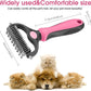 Pet Grooming Tool - 2 Sided Undercoat Rake for Cats and Dogs - Safe Dematting Comb for Easy Mats & Tangles Removing - No More Nasty Shedding and Flying Hair