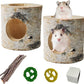 Wooden Hamster Tunnels,Natural Birch Wood Hamster Tree Hole Tube Hamster Chew Toy Small Animal Hollow Tree Trunk Tube Hideout Climbing Toy Cage Accessories for Guinea Pig Chinchilla Gerbil Rat