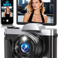 4K Digital Camera for Photography with WiFi,64MP Autofocus Vlogging Camera for YouTube,3'' 180° Flip Screen Compact Travel Camera for Teens with 32GB SD Card,16X Zoom,Anti-Shake,2 Batteries(Charcoal)