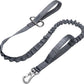 EXCELLENT ELITE SPANKER Tactical Bungee Dog Leash Military Adjustable Dog Leash Quick Release Elastic Leads Rope with 2 Control Handle（Grey