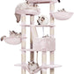 Heybly Cat Tree, 68 inch Multi-Level Cat Tower for Indoor Cats, 2 Widened Plush Perches Cat Condo with Scratching Board and Big Caves, Muchroom HCT025MU