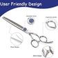 7'' Dog Grooming Scissors CNC 440C Blades Sharp and Durable Polished Chunker Dog Shears with Blue Diamond Adustable Screws Easy to Use for Groomer and Home User