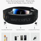 WATERFLY Running Belt Fanny Pack: Breathable 3 Pocket Waist Bag for Men Women Workout Exercise Fitness Phone Holder Fits ALL Phones - Runner Marathon Jogging Race Belt With Bib Clip Black