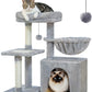 PEQULTI Small Cat Tree, [28.5''] Cat Tower for Indoor Cats, 2 Styles Activity Tree with Cat Scratching Posts, Big Hammock and Removable Top Perch Grey