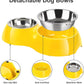 Elevated Dog Bowls Set - Non-Slip Raised Pet Feeder with Medium (2 Cups) & Large (4 Cups) Stainless Steel Bowls - Includes Durable Resin Stand for Puppies, Adult Dogs & Cats - Yellow