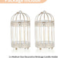 NUPTIO Candle Holders for Pillar Candles: 2 Set of 7.7 inch H Antique White Bird Cages Lantern Wedding Centerpiece Small Metal Hanging Pillars Holder for Bridal Shower Party Table Decorations