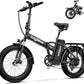 Foldable Electric Bike for Adults, 30+MPH, 48V 20Ah Removable Lithium Battery up to 80Miles, 20" Fat Tire 1000W Peak Motor Dirt Ebike Adult Electric Bicycle for Commute Beach Mountain E Bike