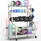 PLKOW Dumbbell Rack, Weight Rack for Dumbbells, Home Gym Storage for Dumbbells Kettlebells Yoga Mat and Balls, All in One Workout Storage with Wheels and Hooks, Powder Coated Finish Steel