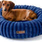 MEWOOFUN Donut Dog Beds for Small Dog, Calming Bed Round Cute Puppy Bed with Non-Slip Bottom, Fluffy Washable Pet Bed for Puppy and Kitten (Navy Blue, S (25x25x7))