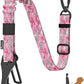 Pawaboo Dog Seatbelt for Car, 3-in-1 Dog Seat Belt Bungee, Shockproof Dogs Tether with Buckle & Hook Latch, Adjustable Reflective Dogs Cars Harness Leash with 360° Lockable Buckle, Pink Camouflage