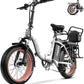 Foldable Electric Bike for Adults, Peak 1000W Brushless Motor 30MPH 70Miles City Commuter Ebike, 48V 20AH Lithium Battery, 20" Fat Tire 7-Speed E-Bicycle with Front Suspension Colourful LCD Display