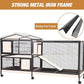 Rabbit Hutch Bunny Cage Strong Iron Frame Rabbit Cage Indoor and Outdoor Chicken Coop with Casters Waterproof Roof, Great for Rabbit,Bunny,Guinea Pig,Chickens.