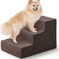 Dog Stairs for Bed, Dog Steps for Bed Couch Sofa, 35D Foam Pet Steps for Small Dogs and Cats, Extra Wide Pet Stairs with Non-Slip Bottom Brown, 3 Steps