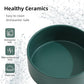 Ceramic Raised Double Bowls Set with Stand, Food & Water Bowls for Medium Breed Dogs, Weighted Dog Dishes, Pet Bowl(7.3'',41OZ, Green)