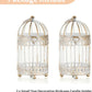 NUPTIO Tea Light Candle Holders: 2 Pcs 6 inch H Distressed White Bird Cage Lantern Centerpiece Hanging Metal Birdcage Tealight Votive Holder for Home Fireplace Dining Table Living Room Decoration