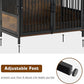MCombo Furniture Style Dog Crate with Storage Shelves, Heavy Duty Wooden Dog Cage End Table, Triple Doors Pet House Indoor, 1368 (Brown)