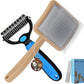 Large Slicker Brush for Dogs - 3PC Pet Grooming Kit - Undercoat Rake & Stainless Comb | Long Pins Remove Mats on Poodles, Golden, Labradoodles | Thick Coat Deshedder for Dogs, Cats, Oak