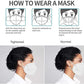 LEMENT 50PCS KN95 Face Mask 5 Layer Breathable with Elastic EarLoops Cup Dust Safety Masks(White,Black,Grey)