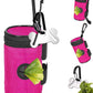 Dog Poop Bag Holder for Leash Attachment - Waste Bag Dispenser for Leash - Fits Any Dog Leash - Portable Set with Hand Free Holder Metal Carrier, Round Shape, Pink