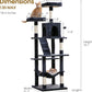 MWPO 70.1-Inch Large Cat Tree, Multi-Level Tall Cat Tower for Indoor Cats, Plush Cat Condo with Big Padded Perches, Sisal-Covered Scratching Posts, Hammock, Toys for Kittens & Cats - Smoky Grey