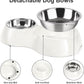 Elevated Dog Bowls Set - Non-Slip Raised Pet Feeder with Medium (10 oz) & Large (20 oz) Stainless Steel Bowls - Includes Durable Resin Stand for Puppies, Adult Dogs & Cats - White