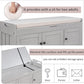 Storage Bench with 3 Shutter-Shaped Doors, Wood Shoe Bench with Removable Cushion and Hidden Storage Space for Entryway, Living Room, Hallway 43.5" L*16" W*18" H (Gray Wash Pine)