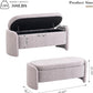 48 Inch Lamb Fleece Oval Storage Bench Upholstered Ottoman Bench with Storage, Bedroom Bench with Large Storage Space, for Bedroom Living Room Entryway, Grey