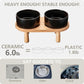 Ceramic Elevated Dog Bowls, Pet Food and Water Bowl Set for Medium and Small Dogs, 3.5 Cups Dog Bowls Raised with Wood Stand, 29OZ, Black