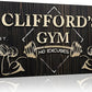 Tailored Canvases Personalized Gym Sign Wall Art Decor - Motivational Canvas for Home Gym, Workout Room, Garage, Fitness Center - Workout Inspirational Posters - Gym Name on Wooden Background, 20x10in