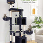 Globlazer Heavy Duty Cat Tree Tower, 73in Tall Cat Tree for Indoor Cats Large Adult, Cat Condo for Large Cats with 5 Scratching Posts, 2 Cat Caves, 2 Padded Perches, 2 Hanging Baskets, F73, Dark Gray