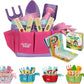 Pink Kids Gardening Tools - includes Sturdy Tote Bag, Watering Can, Gloves, Shovels, Garden Stakes, and a Delightful Children's Book "How to" Garden Tale - Kids Garden Tool set for toddler age on up.