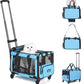 Pet Carrier with Wheels, Durable Airline Approved Cat Crate, Foldable Rolling Dog Carrier, Cat Rolling Bag for Cat &Dog, Use for Travel, Outdoor, Vet Visits, Camping, Indoor. Blue.