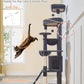 Taoqimiao 72 Inches Cat Tree for Large Cats, Multi-Level Tall Cat Tower, Widened Cat Condo with Large Scratch Board, 5 Scratching Posts, Metal Hammcock, Cozy Basket, Smoky Gray, MS045G
