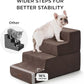 Made4Pets Dog Stairs for Small Dogs, Extra Wide Dog Steps for Bed Couch Sofa and Chair, 35D Foam Pet Steps for Small Dogs and Cats, Non-Slip Bottom Pet Stairs, Brown, 3 Steps