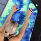 Eunzel Yoga Towel,Hot Yoga Mat Towel with Grip Dots Sweat Absorbent Non-Slip for Hot Yoga, Pilates and Workout 24" x72", Green & Blue