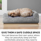 Furhaven Cooling Gel Dog Bed for Large Dogs w/ Removable Bolsters & Washable Cover, For Dogs Up to 125 lbs - Faux Fur & Velvet Sofa - Smoke Gray, Jumbo Plus/XXL