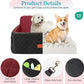 Dog Car Seat for Medium/Large Dogs, Pet Booster Seat for Under 55 lbs or 2 Small Dogs, Detachable & Washable Dog Car Bed for Backseat with 2 Safety Leashes (Blcak/red)