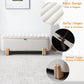 Kmax 45" Storage Bench Linen Entryway Bench Upholstered Ottoman Bench with Wavy Top & Safty Hinge for Bedroom Living Room Hallway, Beige