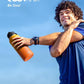 Water Bottle 32 oz Insulated with Straw, Coolflask Stainless Steel Metal 3 Lids Water Flask Wide Mouth for Sports or Office, Non-BPA Keep Cold Up to 48 Hrs or Hot Up to 24 Hrs, Ombre Yellow/Orange