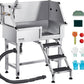 VEVOR Stainless Steel Dog Washing Station, 34 inch Pet Grooming Tub w/Storage Stairs, Faucet & Showerhead & Soap Holder Dog Bathtub, Pet Wash Station for Small Pets (Right Door)