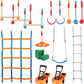 VEVOR Warrior Obstacle Course for Kids, 56FT Slackline with Gym Rings, Monkey Bars, Rope Knots, Portable Outdoor Course Training Equipment Set for Backyard