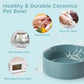 SPUNKYJUNKY Elevated Dog Bowls Ceramic, 8.3'' Dogs Food Water Bowls Raised with Non-Slip Bamboo Stand for Large Sized Breed Microwave Dishwasher Safe - 60 OZ,Dark Green