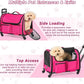Large Pet Carrier with Wheels, Foldable Rolling Dog Carrier with Big Pocket, Cat Rolling Bag 21"x13"x13"for 2 Cats &Dogs, Use for Travel, Outdoor, Vet Visits, Camping, Indoor. Pink