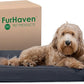 Furhaven Cooling Gel Dog Bed for Large/Medium Dogs w/ Removable Bolsters & Washable Cover, For Dogs Up to 55 lbs - Quilted Sofa - Iron Gray, Large